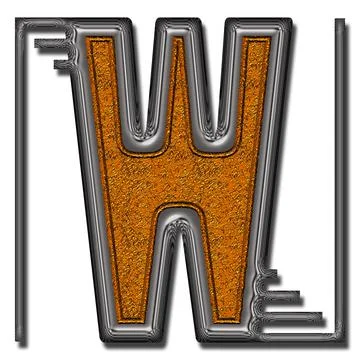 3D render of double metal alphabet letter Stock Illustration
