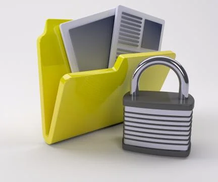 3D Render of Doucment Security Icon Stock Illustration
