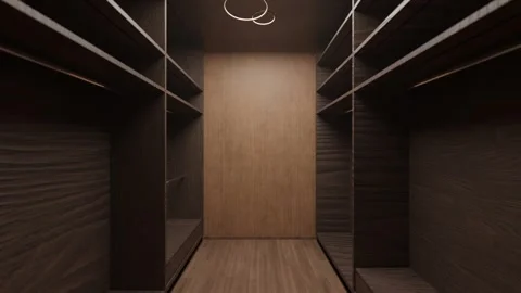 3D render dressing room, brown furniture Stock Footage 240416172