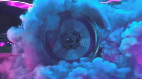 3d render Drift wheels with neon smoke cars Illustrazione stock