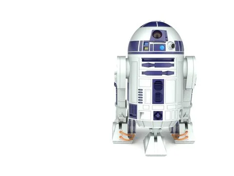 3D render of a droid on a light background. Stock Illustration