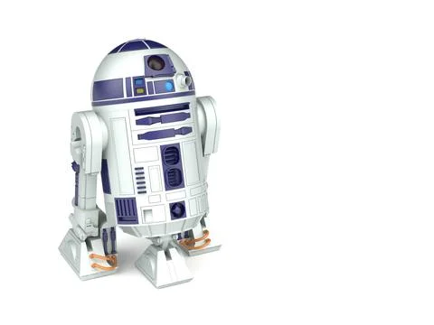 3D render of a droid on a light background. Stock Illustration