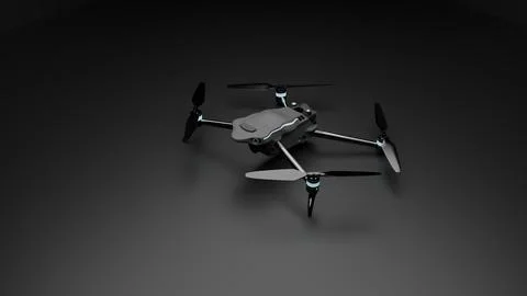 3D render of drone quadcopter isolated on dark background Stock Illustration