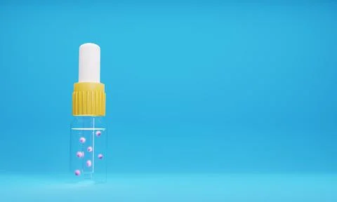 3D render of drops in the nose and ears with a runny nose and pain in the ears. 스톡 일러스트