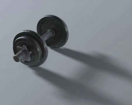 3D render of dumbbell on the gray floor Stock Illustration