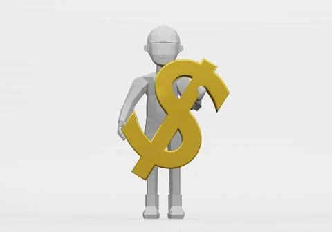 3d render of dummy with a dollar sign 스톡 일러스트