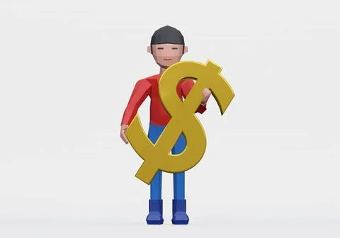 3d render of dummy with a dollar sign 3d render of dummy holding a dollar ... Stock Photos