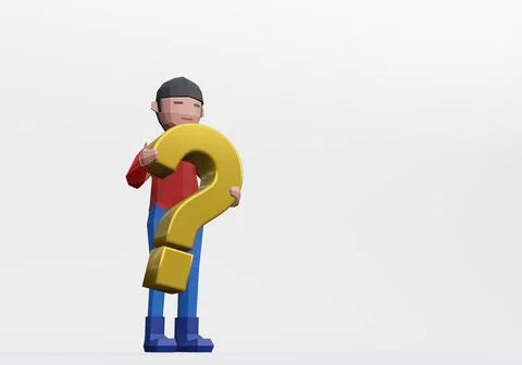 3d render of dummy holding a question mark Stock Illustration