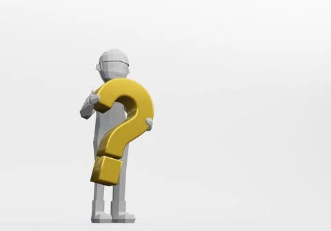3d render of dummy holding a question mark Stock Illustration