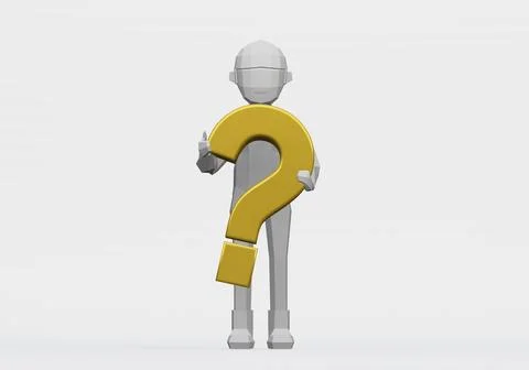 3d render of dummy holding a question mark Illustrazione stock