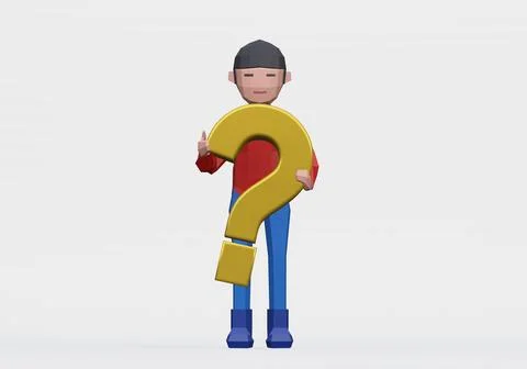 3d render of dummy holding a question mark Illustrazione stock