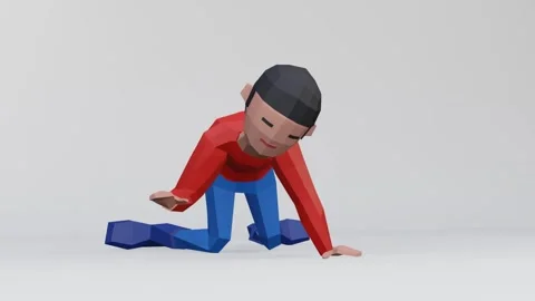 3d render dummy man for desperate or despair concept, kneel down. Stock Footage 250143564