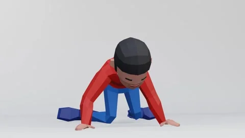 3d render dummy man for desperate or despair concept, kneel down. Video stock 250143569