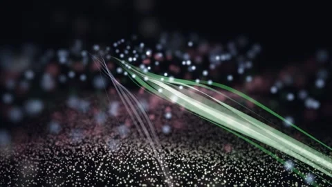 3D Render A dynamic 3D render video featuring vibrant glowing particles and Vídeo Stock 340297474