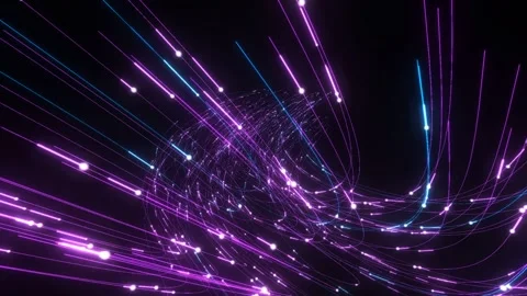 3D render A dynamic 3D render showcasing intricate glowing lines and particles Vídeo Stock 340300226