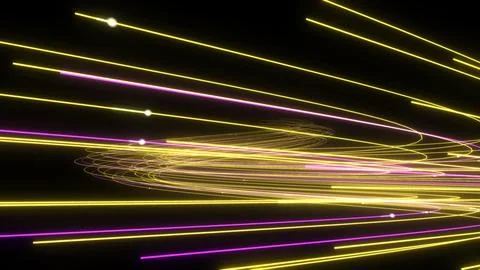 3D Render A dynamic, abstract 3D render depicting swirling light trails aga.. Stock Illustration