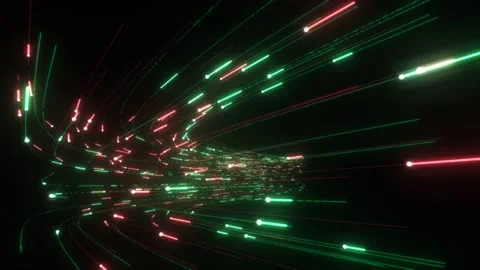 3D render A dynamic explosion of light with pulsating green and red lines 库存影片 340300218