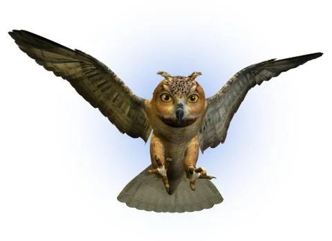 3D render of an Eagle Owl swooping down. Stock Illustration