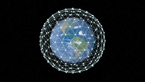3d render Earth Digital Connected Network Background. Stock Illustration