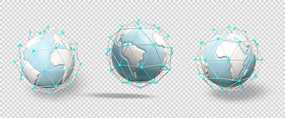 3D render of earth globe with AI neural network Stock Illustration