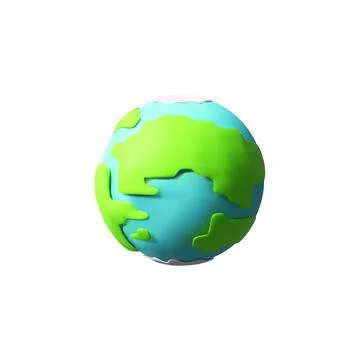 3D render Earth planet in clay style Stock Illustration