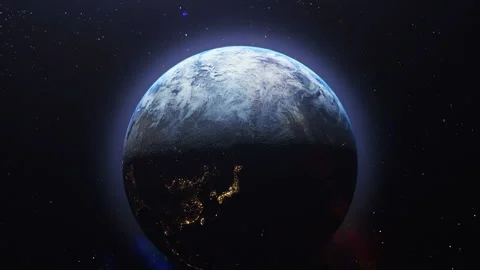3D render of the Earth from space and the moon hiding behind the planet Stock Footage 157110568