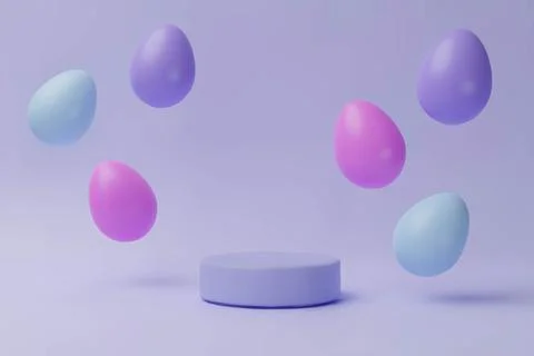 3d render easter falling egg pastel podium banner Stock Illustration
