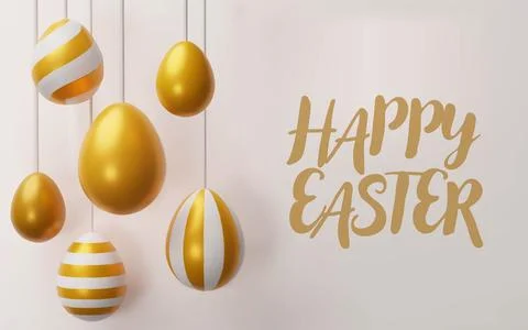 3d render easter gold egg banner Stock Illustration