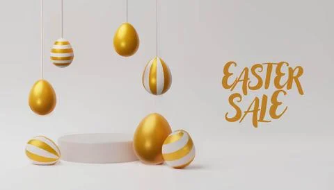 3d render easter gold podium Stock Illustration