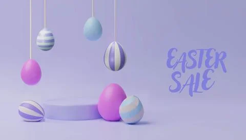 3d render easter pastel podium Stock Illustration