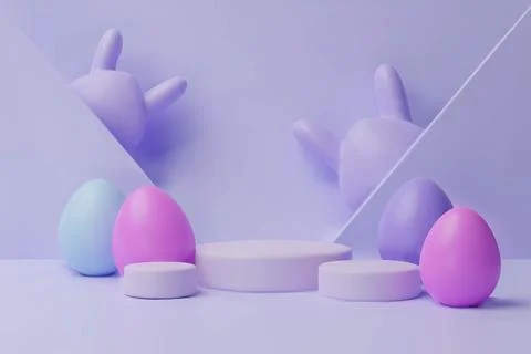 3d render easter pastel podium bunny Stock Illustration