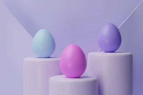 3d render easter three pastel podium Stock Illustration