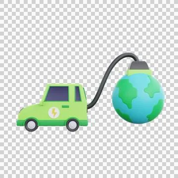 3d render eco car with earth charging ecology concept Stock Illustration