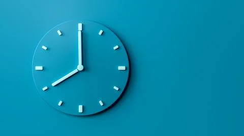 3d render of eight o'clock sea blue Office Wall Clock on a blue background Stock Illustration