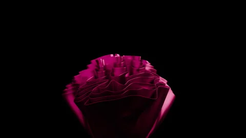 3D render of elegant background with flowing fabric petals of pink color Stock Footage 271372593