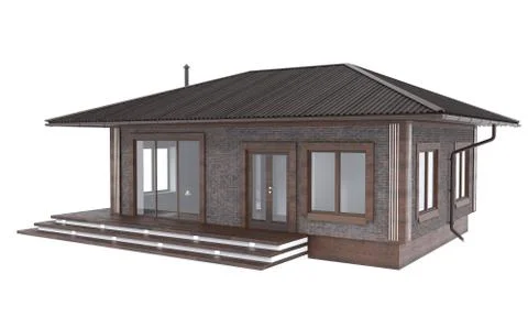 3D render of elegant home on a white background. Residential Real Estate illu Stock Photos