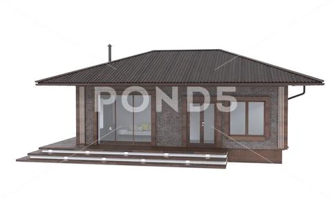 3D render of elegant home on a white background. Residential Real Estate illu Stock Photos