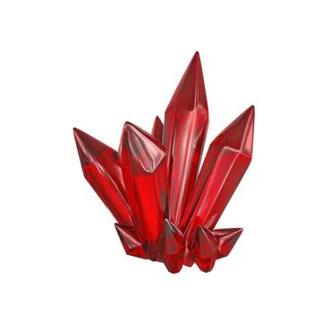 3D render, emerald red crystal isolated on white background, gems, natural nu Stock Illustration