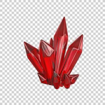 3D render, emerald red crystal, gems, natural nuggets, mysterious accessori.. Stock Illustration