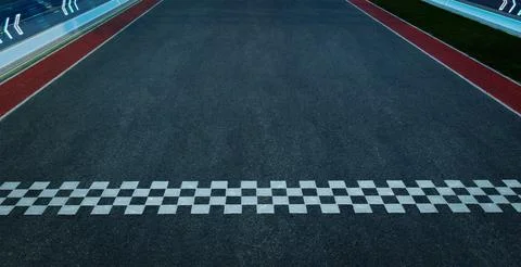 3d render empty asphalt international race track with start and finish line イラスト素材