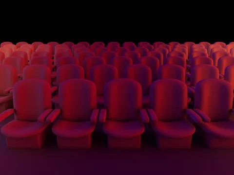 3d render of empty cinema seats in the darkness Stockillustratie