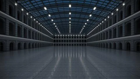 3D render of empty exhibition space. backdrop for exhibitions and events. Stock Illustration