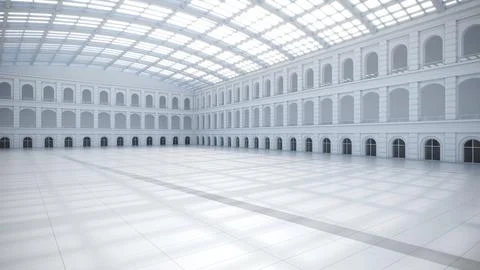 3D render of empty exhibition space. backdrop for exhibitions and events. Illustrazione stock