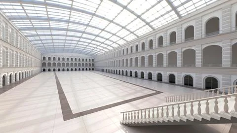 3D render of empty exhibition space. backdrop for exhibitions and events. Illustrazione stock