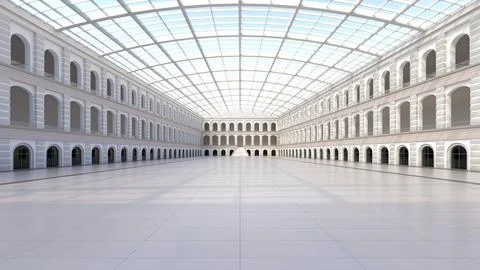 3D render of empty exhibition space. backdrop for exhibitions and events. Illustrazione stock