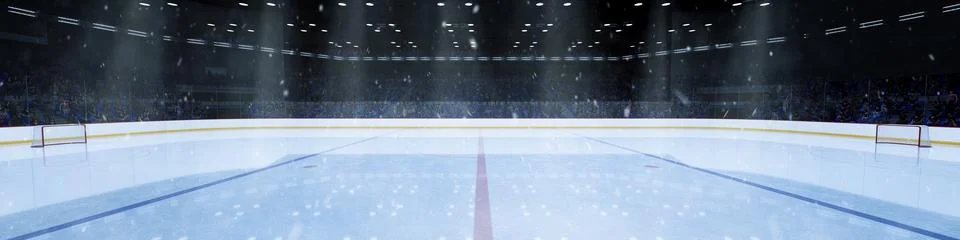3d render of empty hockey ice rink sport arena stadium. Horizontal poster, flyer Stock Illustration