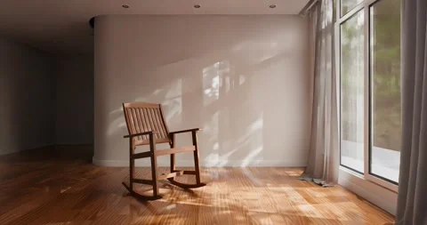 3d render of empty house or living room with a rocking chair with sunshine .. Video stock 291771403