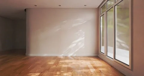 3d render of empty house or living room with sunshine shadow Video stock 291771581