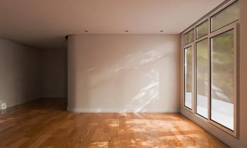 3d render of empty house or living room with sunshine shadow Stock Photos
