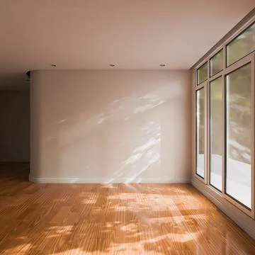 3d render of empty house or living room with sunshine shadow Stock Photos